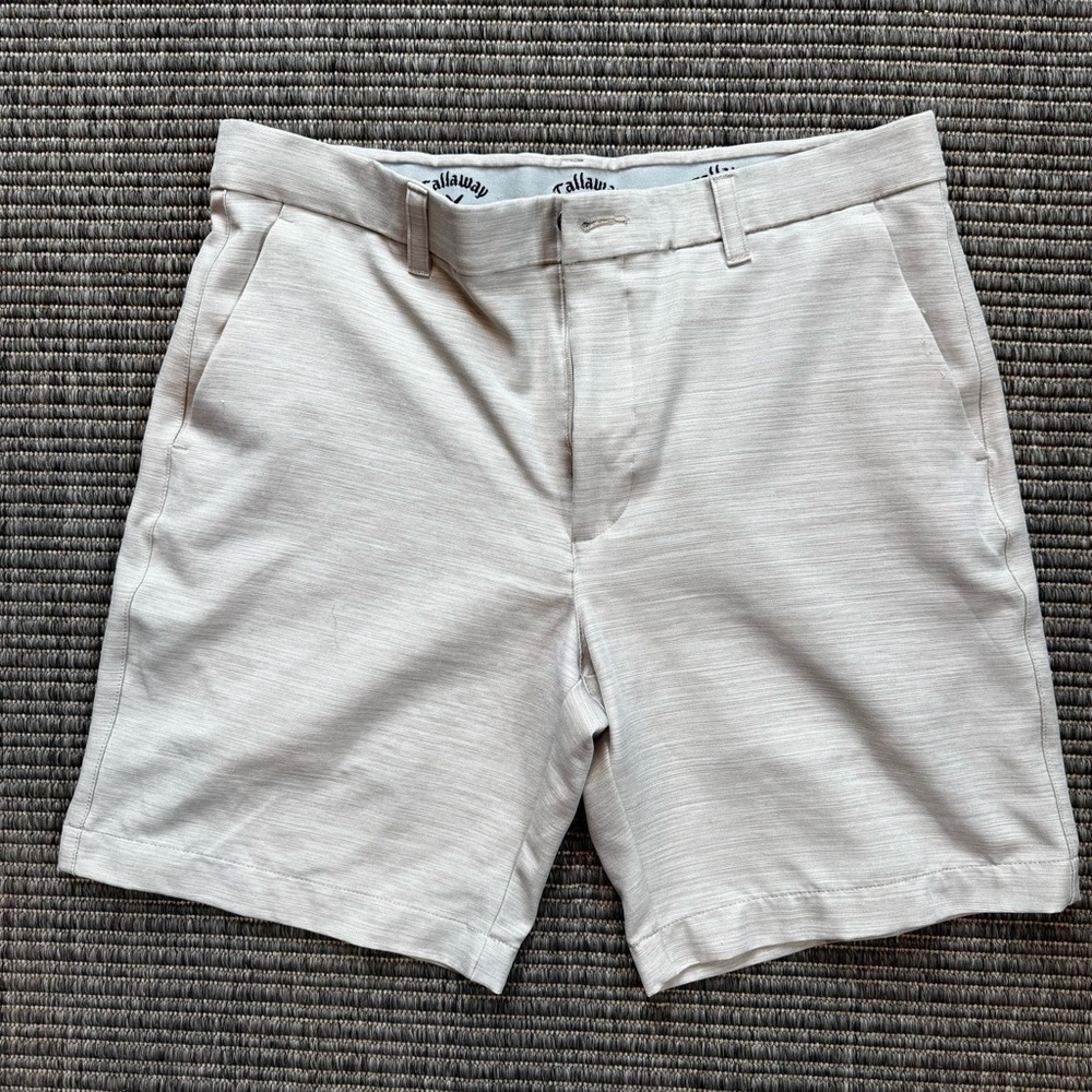 Callaway Cream Flat Front Shorts for Versatile Style